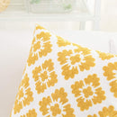 HWY 50 Mustard Yellow Decorative Throw Pillow Covers 18x18 Inch, Pack of 2 Embroidered Cotton Farmhouse Cushion Cover Pillow Case for Sofa Couch Living Room Bed Bedroon, Geometric Diamond Floral by CozyNest Decor