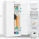 Metal Wardrobe Cabinet with Hanging Rod,White Armoire Wardrobe Closet,Metal Clothing Storage Cabinet with Adjustable Shelves and Doors,72" Wardrobes Storage Cabinet for Home,Living/Laundry Room