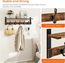 Homode Coat Rack Wall Mount, 29 Inch Long Shelf with Hooks, Wood Entryway Shelf with 5 Hangers for Hanging Hat Jacket Backpack Purse, Rustic Brown Black by CozyNest Decor