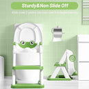 Frog Potty Training Seat, Upgrade Toddler Toilet Seat for Kids Boys Girls, 2 in 1 Potty Training Toilet for Kids, Splash Guard Anti-Slip Pad Step Stool by TinyTreasures Baby Boutique