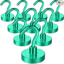MIKEDE Magnetic Hooks, 40Lbs+ Heavy Duty Magnet Hooks for Cruise Cabins, Super Neodymium Hanging Hooks Strong Magnets with Hook for Fridge, Magnetic Hanger for Grill, Toolbox, Storage(Green, 10 Pack) by CozyNest Decor