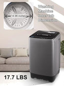 17.7 lbs Full-Automatic Washing Machine with LED Display, Portable Compact Laundry Washer with Drain Pump, 10 Wash Programs 8 Water Levels, Grey by CozyNest Decor