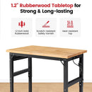 Work Bench with Wheels 48 x 20 Inch Heavy Duty Rubberwood Tabletop Garage Workbench Adjustable Height Work Table with Pegboard, Power Outlets for Woodworking Shop, Home, Office by GreenHaven Gardens
