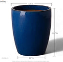Emissary Bullet 14 in. Blue Ceramic Round Planter (14 in. L x 14 in. W x 15.5 in. H) with Drainage Hole by CozyNest Decor