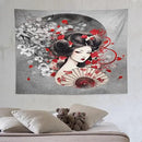 Japanese Geisha Tapestry Asian Red Cherry Blossom Red Sun Traditional Kimono Folk Tapestries Home Decor for Living Room Bedroom Apartment Farmhouse Dorm 80"x60" by CozyNest Decor