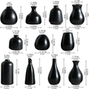 JOJUNO Black Bud Vases, Small Ceramic Vase Set of 11, Mini Pottery Vases for Flowers, Decorative Pieces for Home Modern Decor, Boho Decor, Chic Accents for Living Room Dining Table Shelves by GreenHaven Gardens