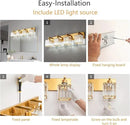 Modern Vanity Light 4-Lights Modern Gold Brushed Brass Finish Crystal Wall Light Bathroom Vanity Light Fixtures by CozyNest Decor