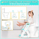 Gimars Upgrade Ultra-Stable 2 In 1 Multifunctional Toddler Potty Seat For Toilet with Setp Stool, Potty Traning Toilet For Boys Girls With Widened Ladder,Comfortable Safe Potty Seat With Handrail,Aqua by TinyTreasures Baby Boutique