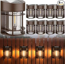 Solar Fence Lights, 8 Pack Deck Light Waterproof Solar Outdoor Lights for Garden Fence Post Backyard Decor, Brown by GreenHaven Gardens