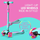 Candy 3 Wheel Scooter with Seat for Kids – Light-Up LED Wheels, Adjustable Handlebar and Seat, Smooth PU Wheels, Wide Anti-Slip Deck, Rear Foot Brake – Toddler Outdoor Toys for Ages 2+ by TinyTreasures Baby Boutique