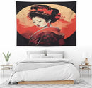 Japanese Woman Geisha Tapestry Asian Cherry Blossom Red Sun Traditional Kimono Folk Tapestries Home Decor for Living Room Bedroom Apartment Farmhouse Dorm 80"x60" by CozyNest Decor