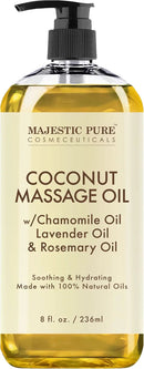 MAJESTIC PURE Coconut Massage Oil for Massage Therapy - Refreshing, and Relaxing - Natural Oils - for All Skin Types - Men and Women - 8 fl oz by CozyNest Decor