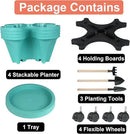Vertical Planter 4 Tier Stackable Planters Garden Planters Strawberry Herb Flower and Vegetable Planter Indoor Outdoor Gardening Pots with Removable Wheels and Tools by GreenHaven Gardens