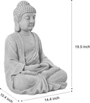TOETOL Zen Garden Asian Buddha Statue Outdoor Indoor Yard Decor 20” High Patio Deck Sculptures Magnesium Oxide Stone Grey Home Entryway Hallway by GreenHaven Gardens