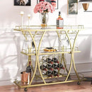 VEVOR Bar Cart Gold, 3 Tiers Home Bar Serving Cart on Lockable Wheels, Rolling Alcohol Cart with Tempered Glass Shelves Guardrail Wine Rack, Modern Wine Cart for Home Kitchen Dining and Living Room by CozyNest Decor