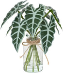 Artificial Flowers Turtle-Back, Alocasia Leaf, in Glass Vase with Faux Water,7Pcs Artificial Leaves Real Touch Latex Leaves for Centerpiece (1, Alocasia Leaf) by CozyNest Decor
