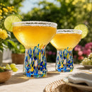 Stemless Margarita Glass – Set of 4 - Luxury Hand Blown Confetti Margaritas by The Wine Savant