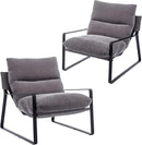 DUOMAY Modern Accent Arm Chair Set of 2, Comfy Linen Lounge Lazy Chair with Metal Leg, Mid-Century Corner Chair for Living Room Bedroom Office Apartment, Grey by CozyNest Decor
