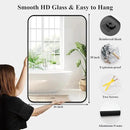 Fabuday Big Black Bathroom Mirror for Over Sink Wall - 26x38 Rounded Rectangle Mirror with Matte Metal Frame, Large Rectangular Vanity Mirrors for Bedroom, Entryway, Horizontally/Vertically by CozyNest Decor