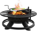 Red Mountain Valley 47" Outdoor Fire Pit with Adjustable Grill, 2-in-1 Outdoor Large Wood Burning Firepit Bowl, Bonfire Patio Fire Pits with Cooking grates, Metal Round Table for Backyard by GreenHaven Gardens