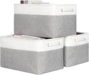 Kntiwiwo Large Fabric Foldable Storage Bin 17" x 11.8" x 9.8" Storage Baskets with Handle Large Cube Storage boxes for Closet, Shelves, Home, Set of 3, Grey by CozyNest Decor