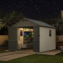 Patiowell 8 x 10 FT Resin Outdoor Storage Shed with Floor and Light, Large Plastic Barn with Lockable Door for Garden Tools, Backyard, Bike Storage, Easy Installation in Beige (Kick-it Shed) by GreenHaven Gardens