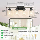 4-Light Bathroom Light Fixtures, Matte Black Modern Vanity Lights with Clear Glass Shades, Bathroom Wall Lamp for Mirror Living Room Cabinet Bedroom Porch by CozyNest Decor