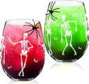 Sliner 2 Pack 17 oz Halloween Skeleton Wine Glasses Gift for Women Skull Shot Glasses Whiskey Drinking Cup for Halloween Party Supplies Birthday Theme Events Spooky Gifts(Skeleton) by CozyNest Decor