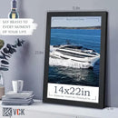 VCK 14x22 Picture Frame Set of 3, Exclusive Black Woodgrain, Solid Wood Poster Frames - Wall Hanging by CozyNest Decor