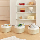 Small Cotton Rope Storage Basket Set of 3-11"x7"x7" Perfect Woven Baskets for Storage, Ideal Storage Baskets for Organizing Toys, Towels, and More - Baskets for Shelves（White & Mixed Camel） by CozyNest Decor