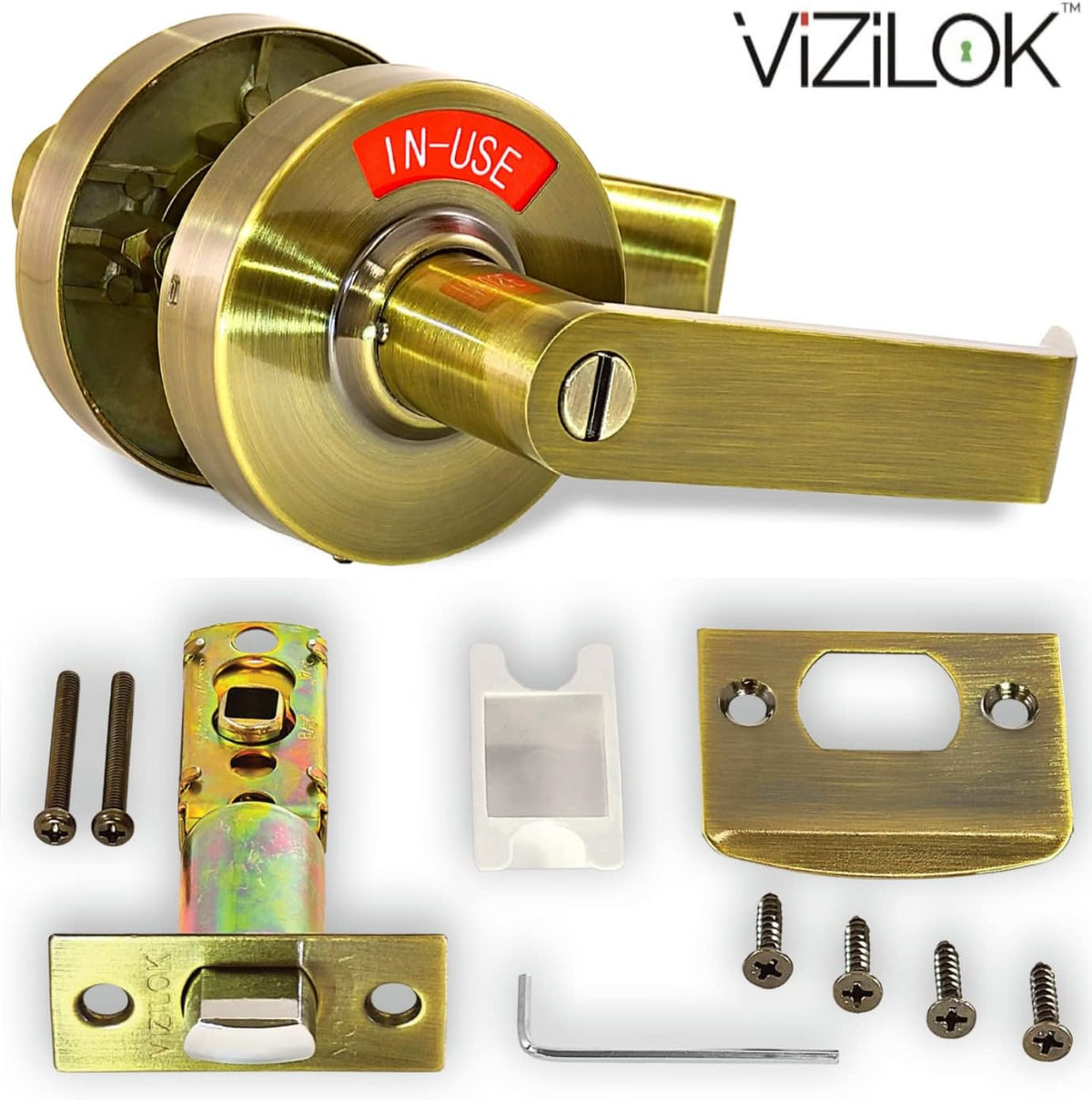ADA Door Lock with Indicator in Antique Brass - Right-Handed, photo 3 of 5