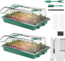 Seed Starter Tray, 80-Cells Seedling Starter Trays with Grow Light and Humidity Dome, Reusable Seed Germination Kit for Indoor Gardening Seed Starting (2 Pack, Green Base)