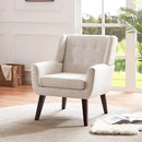 HUIMO Accent Chair Living Room Chair, Upholstered Button Tufted Armchair, Linen Fabric Sofa Chairs for Bedroom, Living Room, Mid-Century Modern Comfy Reading Chair (Beige) by CozyNest Decor