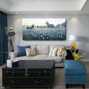 amatop Oversized Farmhouse Wall Art – Botanical Picture Flower Blue Rose & Windmill Countryside Scene Canvas Print, Large Floral Landscape Artwork Decor for Living Room Dining Room Hallway 58x29 Inch by CozyNest Decor