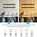 XINGQI Modern Rectangle Chandelier, Farmhouse Kitchen Island Lighting Rustic Industrial Hanging Light Fixture 4-Light Metal Linear Pendant for Dining Room Living Room Hallway, Black and Gold by CozyNest Decor