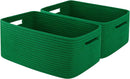 OIAHOMY Storage Basket for Shelves, Closet Cube Storage Bins Baskets for Clothes Blanket Towels, Baby Nursery, Toy Baskets Box, Woven Rope Basket, 15.75*11.81*7.09 IN, 2 Packs Green by TinyTreasures Baby Boutique