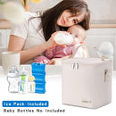 Breastmilk Cooler Bag with Ice Pack Fits 6 Baby Bottles Up to 9 Ounce, Baby Bottle Bag with Shoulder Strap for Nursing Mom Daycare, Cream by TinyTreasures Baby Boutique