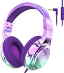 QearFun Kids Headphones Wired with Mic, 85/94dB Safe Volume Limit, Foldable Over Ear, Tangle-Free Cord & Sharing Port, Wired On-Ear Headset for School, Chromebook, Tablet, Travel - Boys & Girls by TinyTreasures Baby Boutique
