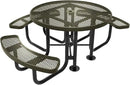 Heavy-Duty Portable Outdoor Picnic Table with Umbrella Hole, Expanded Metal Patio Dining Furniture Made in America (46" Round Top, Textured Gold Vein) by GreenHaven Gardens
