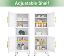 47.24" H Metal Narrow Bathroom Storage Cabinet Pantry Storage Cabinet, 2 Adjustable Shelves for Kitchen, Home Office, Living Room, Dinning Room (White) by CozyNest Decor