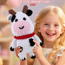 Crochet Animal Kit – 10in Big Adorable COW, Amigurumi Crochet Kit For Intermediate Advanced Level, Kids Knitting Kit With Detailed Videos Tutorials, Yarn, Crochet Hook, Best Gift For Crochet Lovers by TinyTreasures Baby Boutique