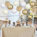 Paper Lanterns Gold White Round Hanging Chinese Lanterns for Wedding Birthday Party Boho Baby Shower Decorations Pack of 12 by CozyNest Decor