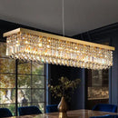 10 Lights Modern Crystal Chandelier, Gold K9 Rectangle Rectangular Chandeliers,Luxury Flush Mount Pendant Ceiling Light for Dining Room Kitchen Island L47''xW10''xH10'' by CozyNest Decor