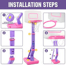 SUPER JOY Toddler Pink Basketball Hoop for Kids 1-3,2-4 5 Years Old, Adjustable Mini Hoop Set for Indoor Outdoor Play, Portable Basketball Goal Sports Toys for Little Boys Girls Birthday Gifts by TinyTreasures Baby Boutique