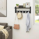 Homode Wall Coat Rack With Shelf, Wood Entryway Hanger With Hooks, Small Floating Pegs for Hanging Coats, Hats, Purses, Backpacks, Black by CozyNest Decor