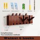 Wall Mounted Piano Key Hanger | Flip Style Hook | Entrance Wall Art Hook, Made of Oak Wood (3 Times Painted, 4 Times Polished) (Walnut, 6Hooks) by CozyNest Decor
