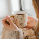 Sweet Water Decor Gold Leaves Mug with Gold Handle, 14oz Fine Bone China Coffee Cup for Tea, Latte, or Hot Cider, Autumn Leaf Drinkware, Fall Decorations for Kitchen, Gift for Mom, Sister & Wife by CozyNest Decor