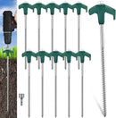 Hicarer 10 Pcs 20 Pcs 8'' Screw in Tent Stakes Heavy Duty Ground Metal Stakes for Inflatables with Hex Head Driver for Outdoor Camping Tent Inflatable Garden Decor (Dark Green) by CozyNest Decor