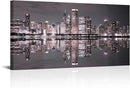 Conipit Chicago Wall Art Chicago Skyline Artwork City Night Downtown Picture Cityscape Painting Framed for Bedroom Home Office Decor 24"x48" by CozyNest Decor