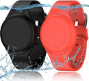R-fun Waterproof for Air Tag Bracelets [2 Pack] Compatible with Apple Air Tag Finders with Soft Silicone,Anti Lost GPS Item Finders Case Cover,Black/Red by TinyTreasures Baby Boutique